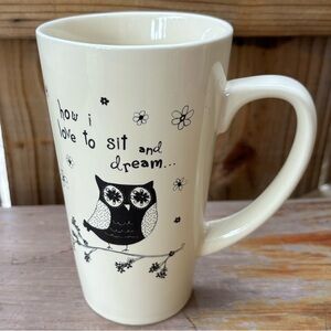 Natural Life How I Live to Sit & Dream Tall Owl Coffee Mug Size 16oz